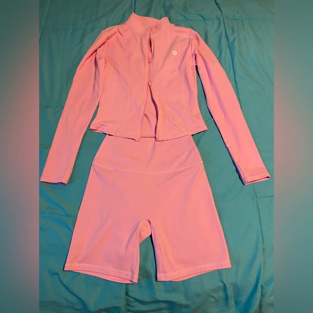 lululemon athletica Pink High-Rise Bike Shorts.